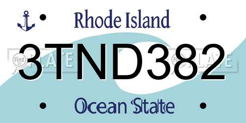 3TND382 Rhode Island License Plate
