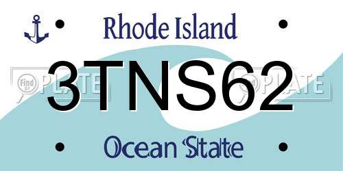 3TNS62 Rhode Island License Plate