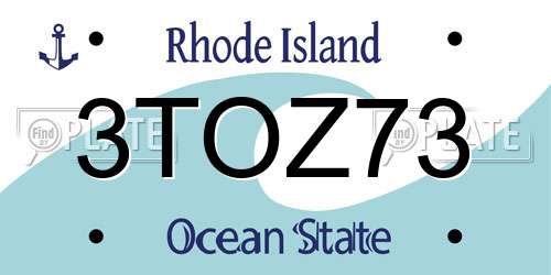 3TOZ73 Rhode Island License Plate