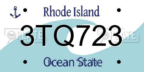 3TQ723 Rhode Island License Plate