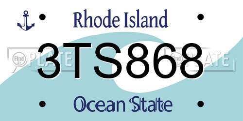 3TS868 Rhode Island License Plate