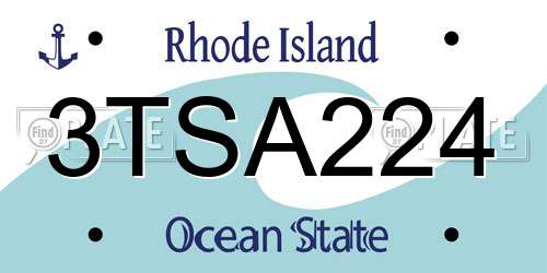 3TSA224 Rhode Island License Plate