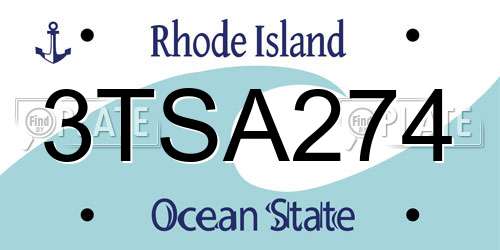 3TSA274 Rhode Island License Plate