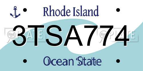 3TSA774 Rhode Island License Plate