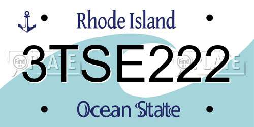 3TSE222 Rhode Island License Plate