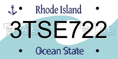 3TSE722 Rhode Island License Plate