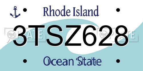 3TSZ628 Rhode Island License Plate