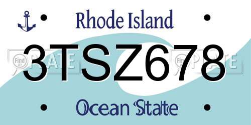 3TSZ678 Rhode Island License Plate