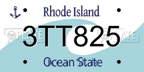 3TT825 Rhode Island License Plate