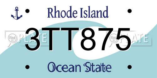 3TT875 Rhode Island License Plate