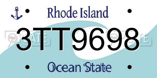 3TT9698 Rhode Island License Plate