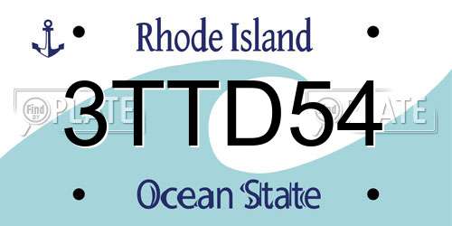 3TTD54 Rhode Island License Plate