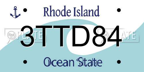 3TTD84 Rhode Island License Plate