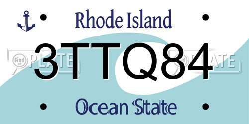 3TTQ84 Rhode Island License Plate