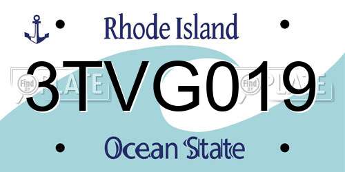 3TVG019 Rhode Island License Plate