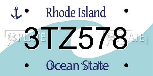 3TZ578 Rhode Island License Plate