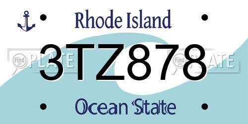 3TZ878 Rhode Island License Plate