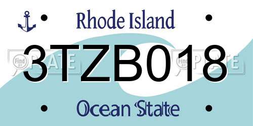 3TZB018 Rhode Island License Plate
