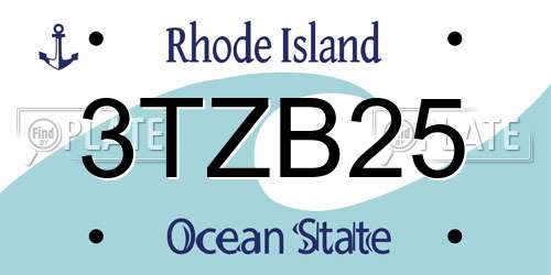 3TZB25 Rhode Island License Plate