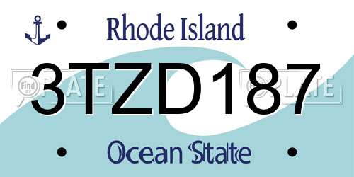 3TZD187 Rhode Island License Plate