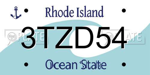 3TZD54 Rhode Island License Plate