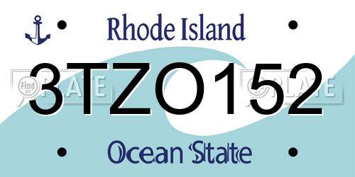 3TZO152 Rhode Island License Plate
