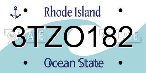 3TZO182 Rhode Island License Plate