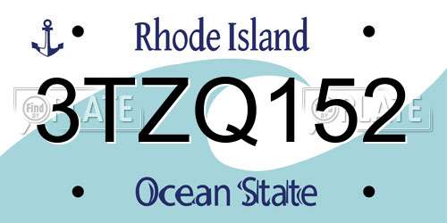 3TZQ152 Rhode Island License Plate