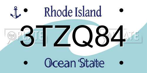 3TZQ84 Rhode Island License Plate