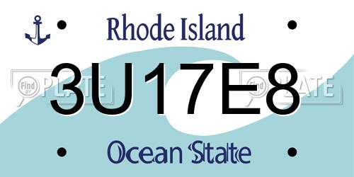 3U17E8 Rhode Island License Plate