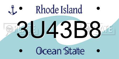 3U43B8 Rhode Island License Plate