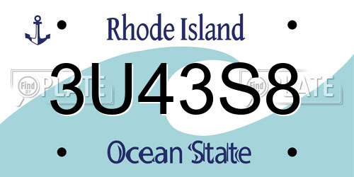 3U43S8 Rhode Island License Plate
