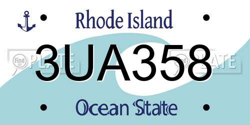 3UA358 Rhode Island License Plate