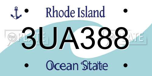 3UA388 Rhode Island License Plate