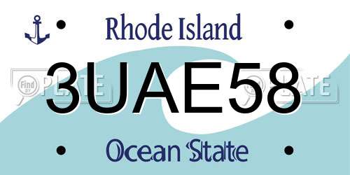 3UAE58 Rhode Island License Plate