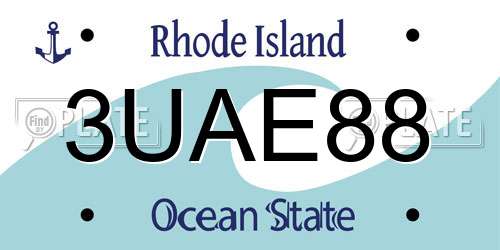 3UAE88 Rhode Island License Plate