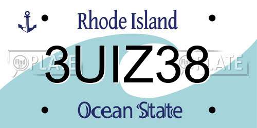 3UIZ38 Rhode Island License Plate