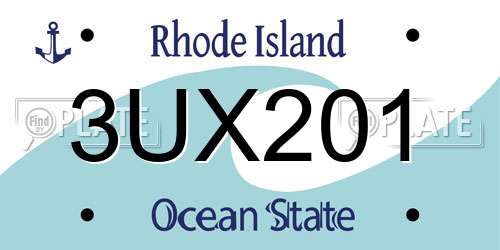 3UX201 Rhode Island License Plate