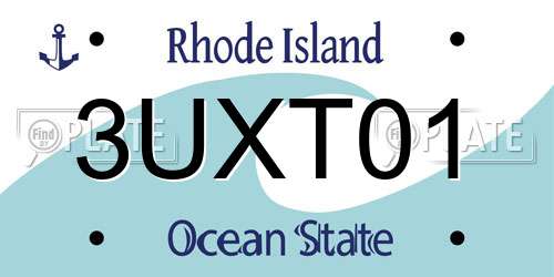 3UXT01 Rhode Island License Plate