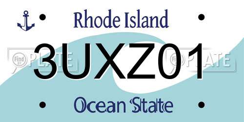 3UXZ01 Rhode Island License Plate