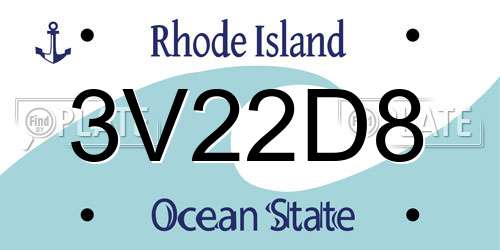 3V22D8 Rhode Island License Plate