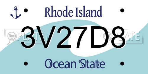 3V27D8 Rhode Island License Plate