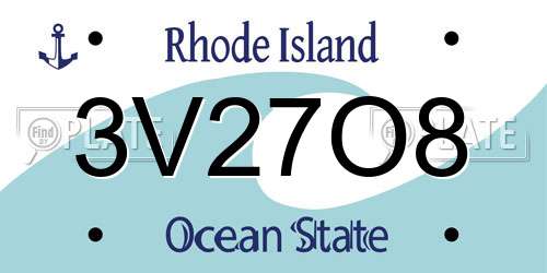 3V27O8 Rhode Island License Plate