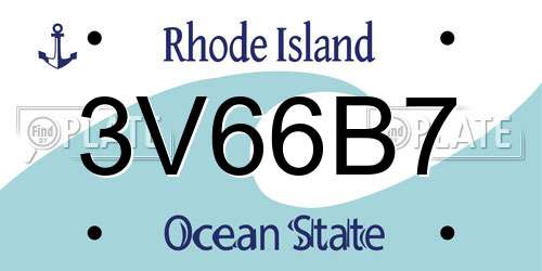 3V66B7 Rhode Island License Plate