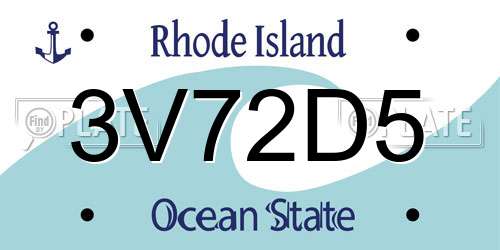 3V72D5 Rhode Island License Plate