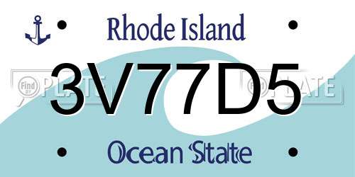 3V77D5 Rhode Island License Plate