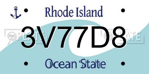 3V77D8 Rhode Island License Plate