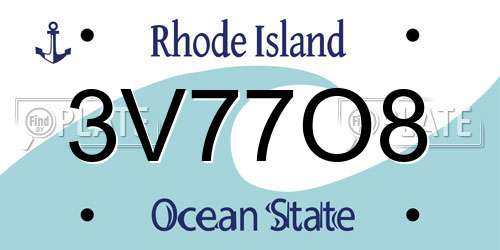 3V77O8 Rhode Island License Plate