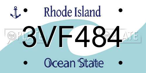 3VF484 Rhode Island License Plate