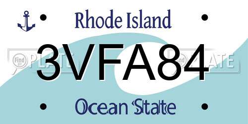 3VFA84 Rhode Island License Plate